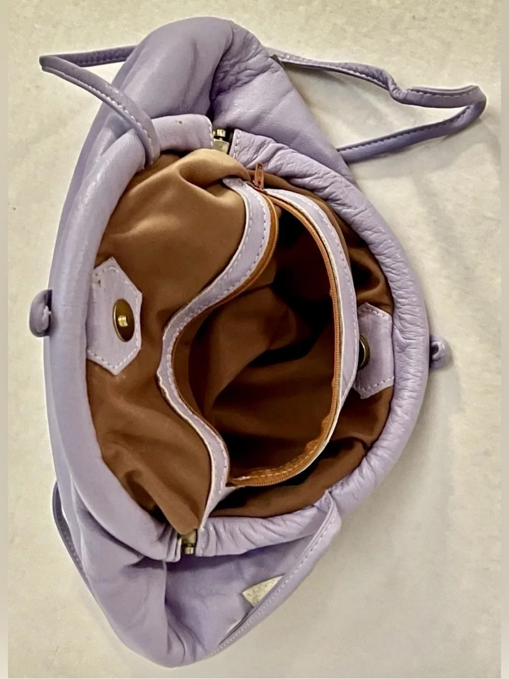 Vintage 1970s 1980s Lavender Leather Shoulder Bag Clutch